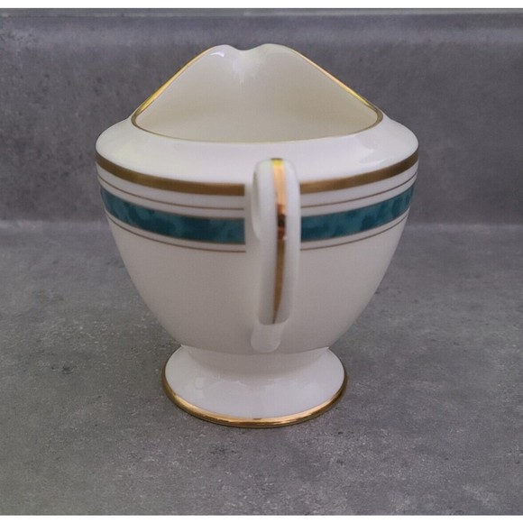 Gorham Winfield Japan Creamer 24 KT Gold Hand Banded Fine China White Green - Picture 4 of 6